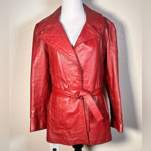 LA VAY LIMITED BURGANDY RED LEATHER JACKET size Small made in San Diego CA - Picture 14 of 16